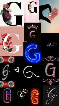 the letter g is made up of letters and numbers with flowers on each letter's lowercases