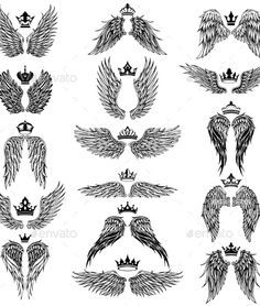 wings with crowns and crowns on them