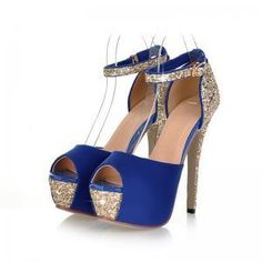 Beautiful Peep Toe Diamond in Blue Blue Sandals With Round Toe For Night Out, Blue Round Toe Sandals For Night Out, Blue Open Toe Heels For Party, Blue Open Toe Sandals For Party, Blue Open Toe Evening Sandals, Heel Collection, Shoes And Sandals, Shoe Gallery, Bling Shoes