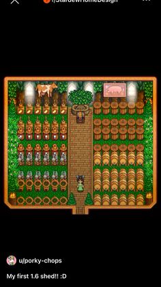 a screenshot of a farm with lots of plants and animals on it, as well as