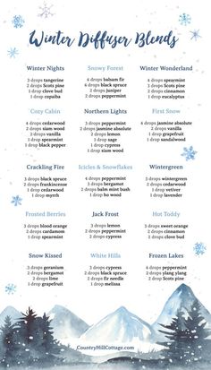 Winter Essential Oil Blends, Winter Diffuser Blends, Christmas Diffuser Blends, Essential Oil Diffuser Blends Recipes, Winter Scents, Essential Oil Diffuser Recipes, Oil Diffuser Recipes, Essential Oil Blends Recipes, Diffuser Recipes