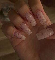 Nails With Hearts, Her Nails, Work Nails, Blush Nails, Pretty Gel Nails, Soft Nails, Pink Acrylic Nails, Heart Nails, Fire Nails