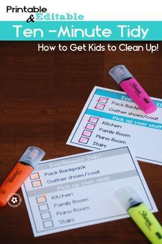 the printable ten - minute tidy activity for kids to learn how to clean up