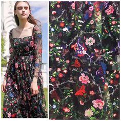 We offer a variety of fashion handmade fabric，those are widely use for wedding dress，garment and fashion cloth. we sell it by yard，our minimum order is 1 yards，and we always package it 15 yards for one roll，the width is 135cm/52 inch Material ： mesh ，Rayon,polyester. Symmetrical embroidery floral pattern, with lovely flowers in the middle, scalloped border. You can also cut and use separately. Perfect for dress, tops, wedding veil. You can split the piece up and have one scalloped edge around th Flower Lace Fabric, Strawberry Dress, Scalloped Border, Beaded Lace Fabric, Embroidered Lace Fabric, For Wedding Dress, Gown Photos, Butterfly Dress, Flower Lace