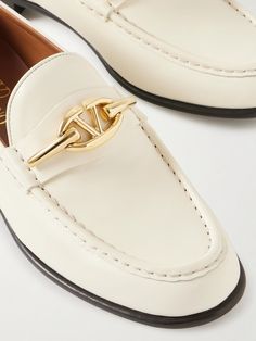 White Dress Shoes Men, Classic Loafers, White Dress Shoes, Patent Leather Loafers, White Heels, Suede Loafers, Metallic Logo, Stacked Heel, Leather Loafers