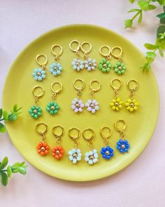 Dainty Beaded Earrings, Flower Charm Round Bead Earrings For Gifts, Flower Charm Earrings With Round Beads As A Gift, Colorful Beads Dangle Flower Earrings Gift, Colorful Beads Flower-shaped Earrings For Gift, Colorful Beads Flower Shape Earrings, Colorful Beaded Dangle Flower Earrings Gift, Colorful Beaded Flower-shaped Earrings For Gifts, Flower-shaped Colorful Beaded Earrings