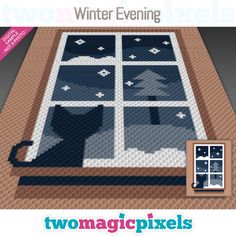 an advertisement for two magic pixels featuring a cat looking out the window at snow outside