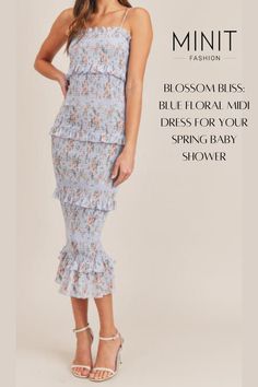 Step into the season of new beginnings with our blue floral midi dress! Designed to accentuate your curves and uplift your spirits, this dress is ideal for your spring baby shower. Embrace the beauty of blooming flowers and celebrate motherhood in full bloom. Shop now! #MaternityStyle #SpringFashion #ShopMinit Blue Floral Midi Dress, Spring Baby Shower, Spring Baby, Graduation Ceremony, In Full Bloom, Bodycon Midi, Light Blue Color, Blooming Flowers, Comfortable Dress