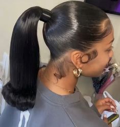 #ponytail #ponytailweave #slickedbackhair #barbie #ponytailblackhairstyles #hairstylesforlonghair Front Lace Wigs, Slick Ponytail, Weave Ponytail Hairstyles, Birthday Hairstyles, Black Ponytail Hairstyles, Cute Braided Hairstyles, Pretty Braided Hairstyles