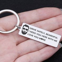 Engraved Keychain - Drive Safely Beardiful Gifts For Boyfriend Long Distance, Romantic Gifts For Men, Cute Message, Drive Safely, Love Message, Romantic Gifts For Her, Hubby Love, Engraved Keychain, Cute Messages