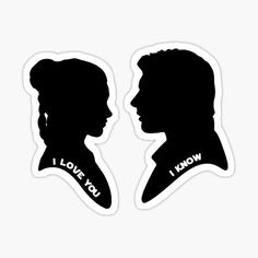 the silhouettes of two people with i love you stickers