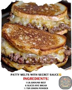 two grilled cheeseburgers with patty melts and secret sauce are on the menu