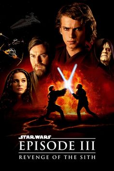 the poster for star wars episode ii, featuring luke and kyder with lightsabens