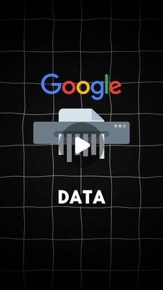 the logo for google and data is displayed on a black background with an arrow pointing to it