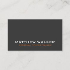 a business card with the words, personal fitness trainer in grey and orange on it