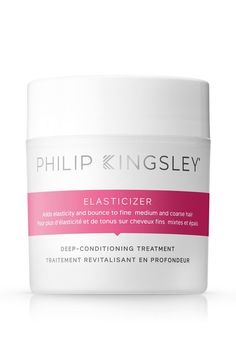 Elasticizer Deep-Conditioning Treatment delivers a super-charged boost of elasticity, moisture and strength to fine, medium and coarse hair. This award-winning, pre-shampoo, nutrient-rich formula helps to reduce the likelihood of breakage, leaving hair bouncy, silky, shiny and manageable without weighing hair down. Apply pre-shampoo and then wash out. Before shampooing, thoroughly wet hair and apply in sections. Work into hair with fingertips. Cover with a shower cap and leave for at least 20 minutes (the longer the better). Rinse well and follow with the appropriate Philip Kingsley shampoo, conditioner and scalp toner. Finer hair textures should double-shampoo to remove all product. For best results use at least once a week. Give your hair an enhanced Elasticizer treat by covering with a Fine Hair Shampoo And Conditioner, Scalp Toner, Fine Hair Shampoo, Philip Kingsley Elasticizer, Hair Shampoo And Conditioner, Shampoo For Fine Hair, Philip Kingsley, Hair Textures, Coarse Hair