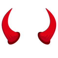 red horns with long, curved tails are shown in the shape of a devil's head