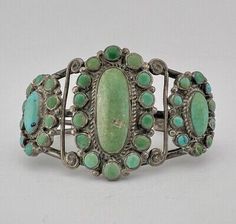 ad eBay - Amazing Natural Old Green CERILLOS Turquoise Gemstones. Cuff 1 3/4" Wide In the Center. Antique Adjustable Turquoise Bracelet, Antique Turquoise Adjustable Bracelet, Antique Turquoise Bangle Cuff Bracelet, Vintage Turquoise Cuff Bracelet, Vintage Turquoise Sterling Silver Cuff Bracelet, Vintage Turquoise Multi-stone Jewelry, Adjustable Hand-tooled Turquoise Cuff Bracelet, Vintage Nickel-free Turquoise Cuff Bracelet, Turquoise Gemstone