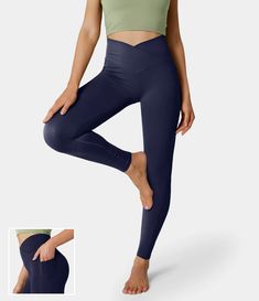 Discover Women’s Softlyzero™ Crossover Pocket Plain Leggings-UPF50+ at Halara, Crowd-Approved Affordable Choices Made For What Moves You. Work Yoga, Plain Leggings, Everyday Leggings, Oxford Blue, Leggings With Pockets, Travel Work, Bleach Wash, Flare Leggings, Pocket Leggings