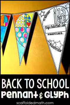 back to school pennant and glyph with the text back to school pennant and glyph