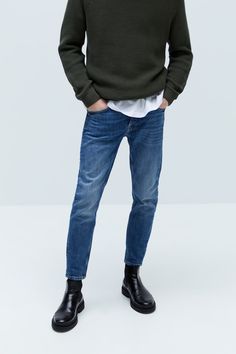 Cropped Jeans Men, Overall Men, Zara Man Jeans, Blue Suit Men, Friday Outfit, Life Care, Winter Outfits Men