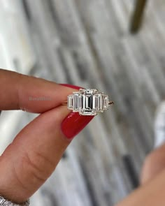 Engagement Ring Emerald Cut, Emerald Cut Moissanite Engagement Ring, Engagement Ring Emerald, Emerald Cut Diamond Ring, Ring Emerald Cut, Future Engagement Rings, Emerald Cut Engagement, Emerald Cut Moissanite, Emerald Engagement Ring Cut