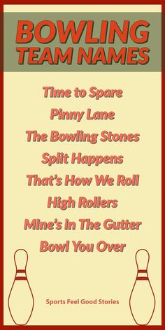 the bowling team names are in red and green, along with an image of two bowling pins