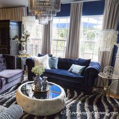 Living Room Decorating Tips: How To Create The Perfect Living Room Rugs In Living Room Blue, Grey And Blue Living Room, Living Room Blue Couch, Hamptons Lounge, Next Living Room, Interior Design Principles