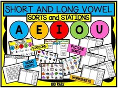 short and long word activities with the words aefou in different colors on it