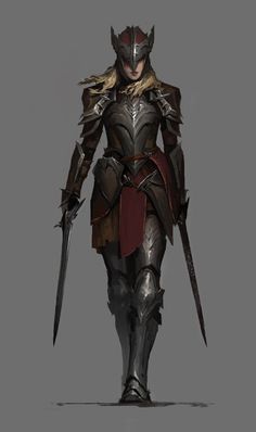 a person in armor with two swords