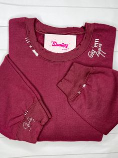 "Get ready to show some love for your TOP pick - whether it's your favorite organization, team, school, college, group, club, or player - with our custom distressed embroidered and hand-stitched neckline crew necks! These sweatshirts are not just cozy but oh-so-adorable, destined to be your closet's bestie. Rock 'em with jeans or your go-to leggings for a style slam dunk!    Perfect Unisex fit Embroidered collar and sleeve designs I'm all ears for your icon ideas! Drop me a message! Remember, th Sweatshirt Embroidery Ideas, Sweatshirt Ideas, Stitch Sweatshirt, Clothing Projects, Embroidery Crafts, College Game Days, Icon Ideas, Cricut Craft, Embroidered Collars