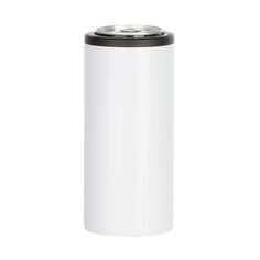 a white and black trash can on a white background