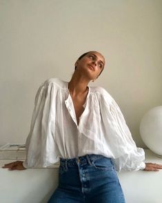 Puffy Blouse Outfit, Puffy Blouse, Puffy Shirt, Outfit Elegant, Money Outfit, Shirt Linen, Outfit Chic