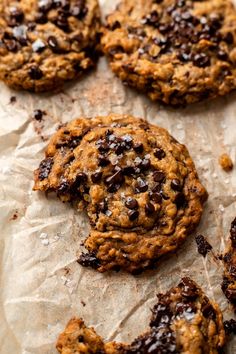 cookies with chocolate chips on parchment paper