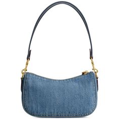 Casually cool, this shoulder bag by COACH is made from classic denim and trimmed with leather. A zip closure keeps your items secure with a branded turn-lock closure at the end for an iconic finish..Mini sized bag; 7-3/4'W x 4-3/4'H x 2-1/2'D (width is measured across the bottom of handbag); 0.22 lbs. approx. weight.Silhouette is based off 5'9' model.7-3/4'L removable.Zippered closure with branded turn-lock.Brass-tone hardware & logo luggage tag.3 interior card slots.Denim; trim: leather.Spot clean.Imported Rectangular Denim Shoulder Bag With Zipper Closure, Denim Shoulder Bag With Zipper Closure, Denim Shoulder Bag With Branded Hardware, Daily Denim Shoulder Bag With Branded Hardware, Daily Use Denim Shoulder Bag With Branded Hardware, Classic Denim Bag For Everyday Use, Coach Rectangular Shoulder Bag With Snap Closure, Everyday Denim Shoulder Bag With Branded Hardware, Casual Coach Shoulder Bag With Zipper Pocket