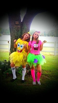 spongebob and patrick halloween costumes - Google Search Halloween Costume Teenage Girl, Spongebob And Patrick Costumes, Girl Duo, Patrick Spongebob, Teenage Halloween Costumes, Spongebob And Patrick