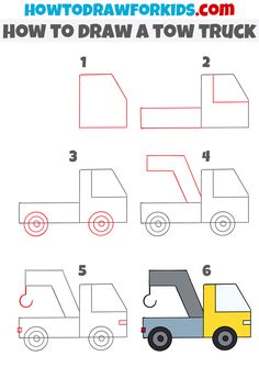 how to draw a tow truck for kids with easy steps step by step drawing instructions