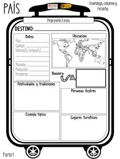 the spanish language worksheet for children with pictures and words on it, including an image