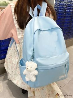 Bird in Bag - Functional Graphic Backpack with Pouch Letter Bag, Style Preppy, Bird In Bag, Color Blue, Composition, Pouch, Blue Color, Backpacks, Size Medium