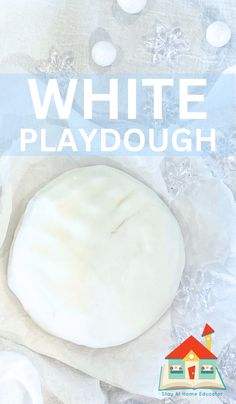 white playdough sitting on top of plastic wrap