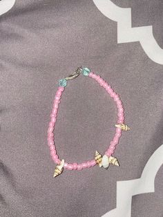 Pink beaded anklet with a couple teal beads with seashells Seashell Anklet, Pink Seashell, Beaded Anklet, Anklet Jewelry, Body Jewelry, Anklets, Sea Shells, A Couple, Handmade Items