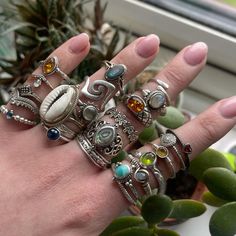 nah im working on it i need more Silver Ring Aesthetic, Bog Witch, Ring Aesthetic, Nail Jewels, Jewelry Tattoo, I Need More, Chunky Jewelry, Jewelry Fashion Trends, Funky Jewelry