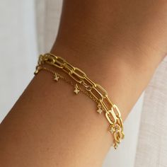 Gold Bracelets Stacked, Delicate Gold Chain, Dangle Bracelet, Link Chain Bracelet, Tiny Star, Chain Bracelets, Gold Bracelet Chain, Fashion Accessories Jewelry, Star Charms