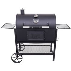 an outdoor bbq grill with wheels on it