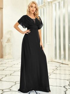 Women's A-Line Empire Waist Floor-Length Chiffon Evening Dress fall dresses, colorblock dresses, quiencera dresses #dresseswow #dresseslounge #dressesfornights, dried orange slices, yule decorations, scandinavian christmas Blue Chiffon Maxi Dress, Burgundy And Navy Blue, Empire Waist Evening Dress, Summer Evening Dress, Empire Waist Maxi, Navy Blue Bridesmaid Dresses, Empire Waist Maxi Dress, Fashion Leaders, Round Neck Casual Dress