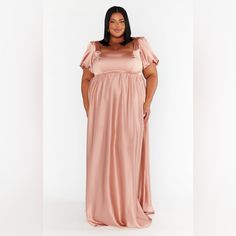 Has A Small Run On The Front. Hearts A Flutter In The Nora Maxi Dress! This Flattering Maxi Has A Square Neckline With A Smocked Back To Ensure The Perfect Fit On Your Bust. The Empire Waist Makes This A Great Dress For Moms-To-Be! For The Bridesmaid Who Loves A Floaty, Romantic Sleeve Moment, Or Anyone With A Special Event To Attend. *Luxe Satin - 100% Polyester *Self Lined *Zipper *Square Neck *Bubble Sleeve *Smocked Back *63 3/4" Shoulder To Hem *Plus: 65 1/2" Shoulder To Hem Mumu Dress, Bubble Sleeve, Show Me Your Mumu, Square Necklines, Show Me Your, Show Me, Square Neckline, Empire Waist, Special Event