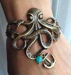 Octopus Bracelet Silver Things, Dragonfly Garden, Anchor Charm, Pastel Outfit, Victorian Steampunk, Diy Schmuck, Enchanted