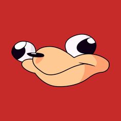 the face of an angry bird with big eyes on a red background is drawn by hand