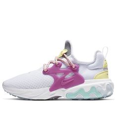 (WMNS) Nike React Presto 'White Hyper Violet' CD9015-101 (SNKR/Low Top/Women's/Colorblock) Nike React Presto, Green Running Shoes, White Violet, Running Shoes Women, Nike Presto, Nike Air Presto, Marathon Running Shoes, Nike React, Hot Sneakers