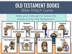 the old testament books bible match game for kids to play with their names and numbers